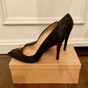 Christian Louboutin Decollete Black Sequin Pump Size 41